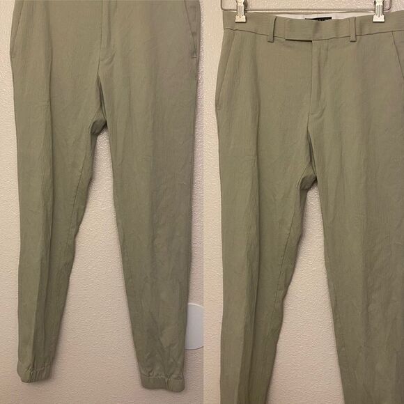 ASOS DESIGN slim fit texture sage tan lyocell dress pants jogger slacks 30x30 - Picture 1 of 12